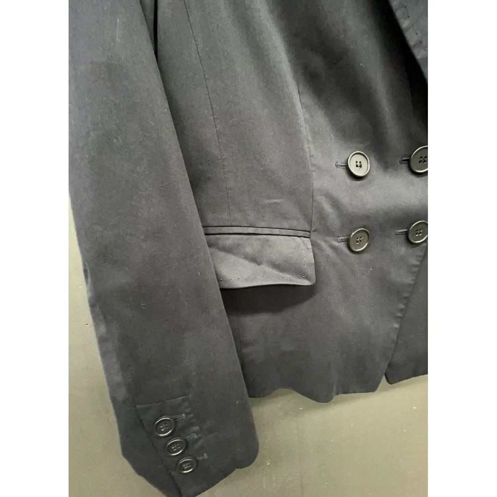 Ann Taylor Petite Blazer 6P‎ Blue Dbl Breasted Crop Lined Stretch Jacket Career